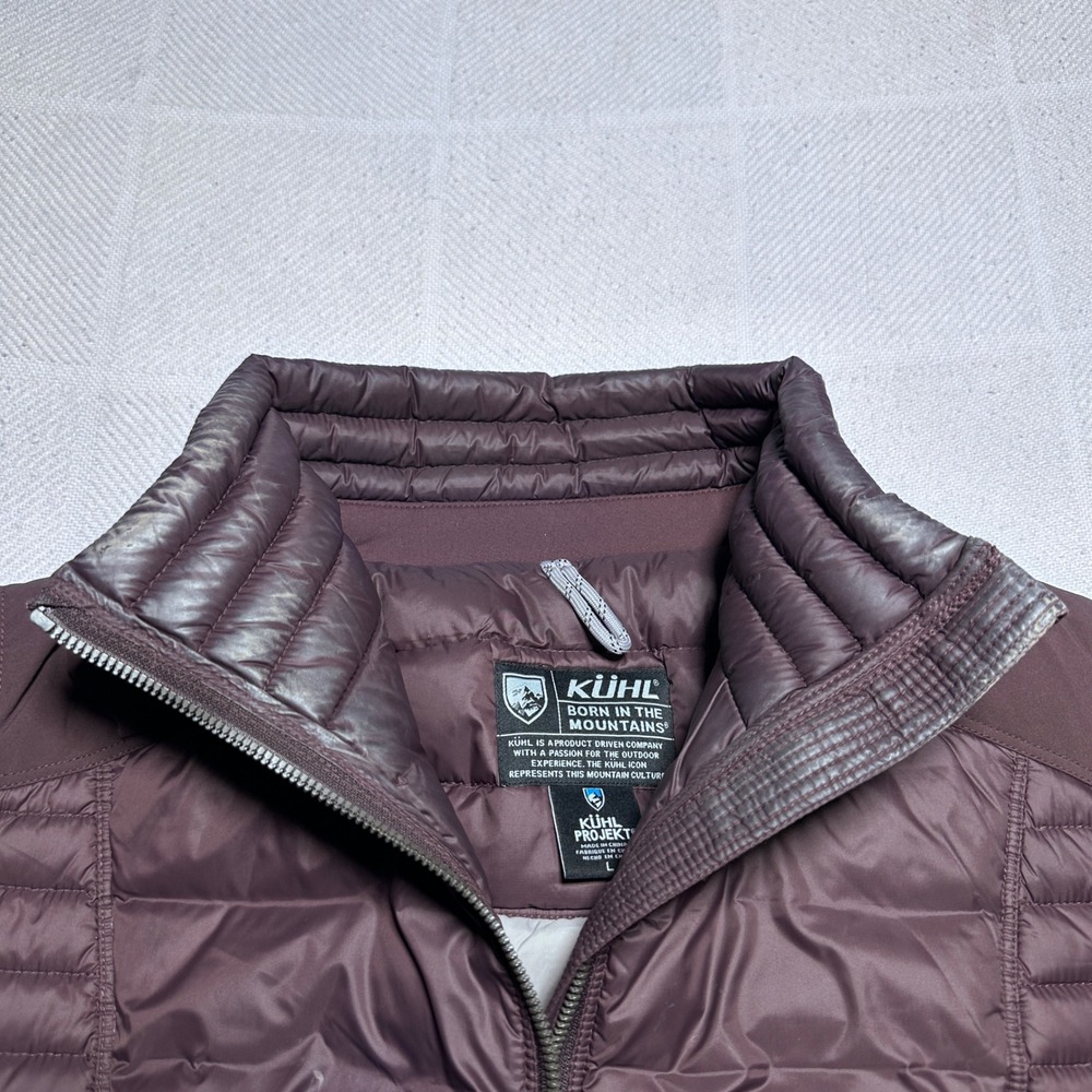 Kuhl Spyfire Jacket Women Large 800 Down Fill Quilted Full Zip Puffer Burgundy - Picture 7 of 16
